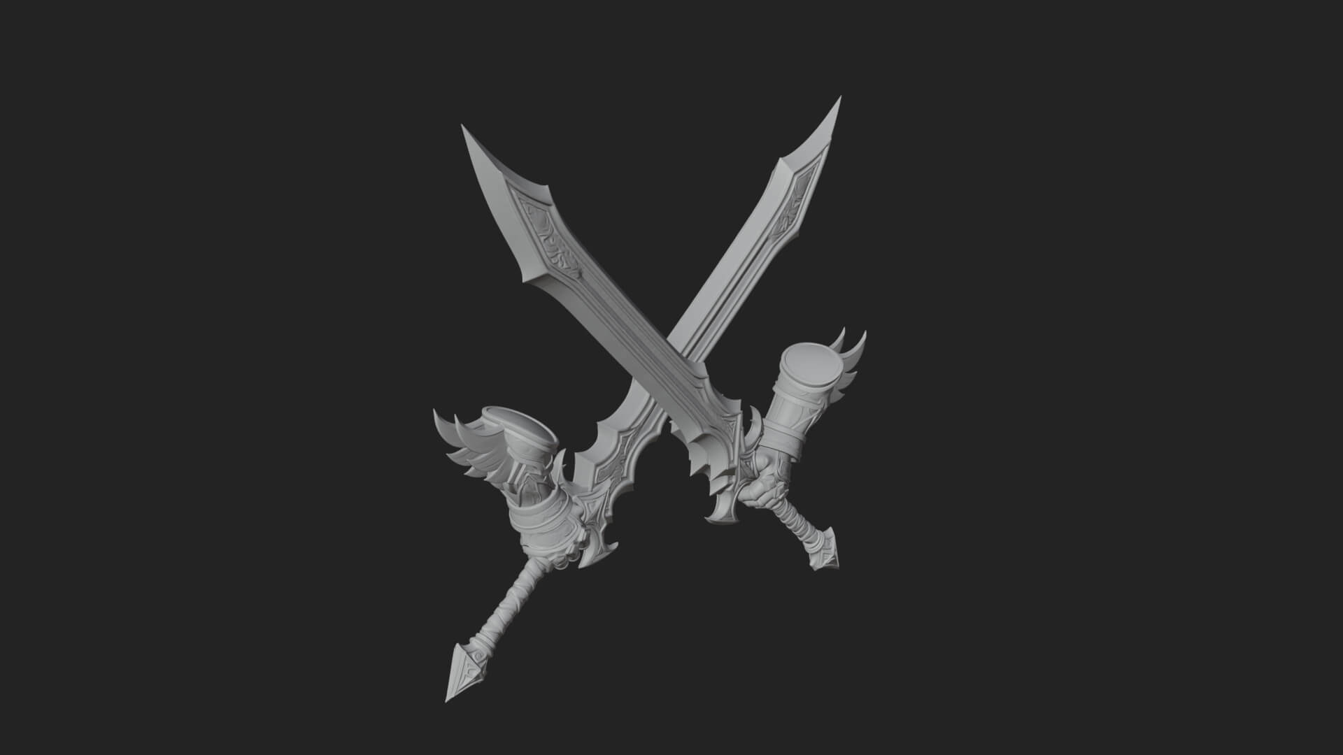 Winged Hilt Longsword Model Design 6 3D Print Model 3D Model