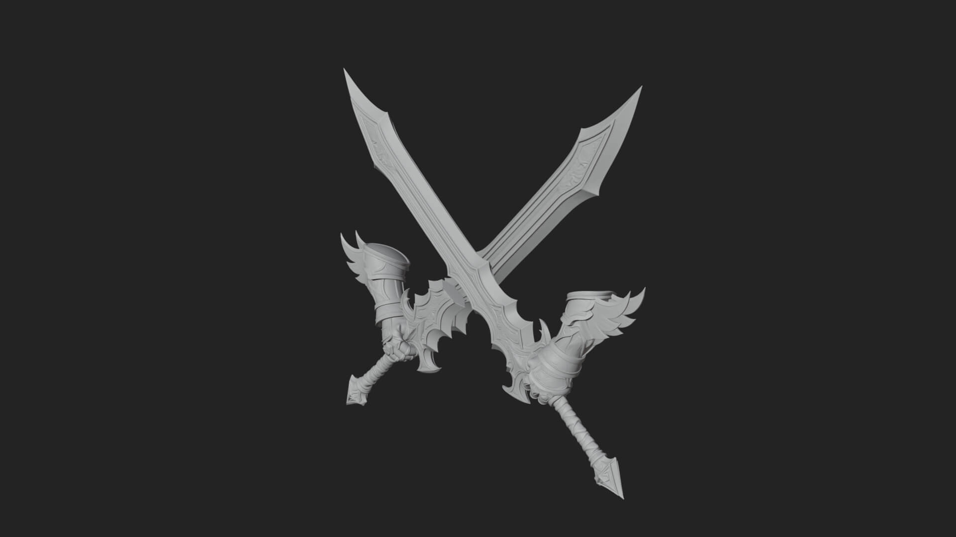 Winged Hilt Longsword Model Design 6 3D Print Model 3D Model