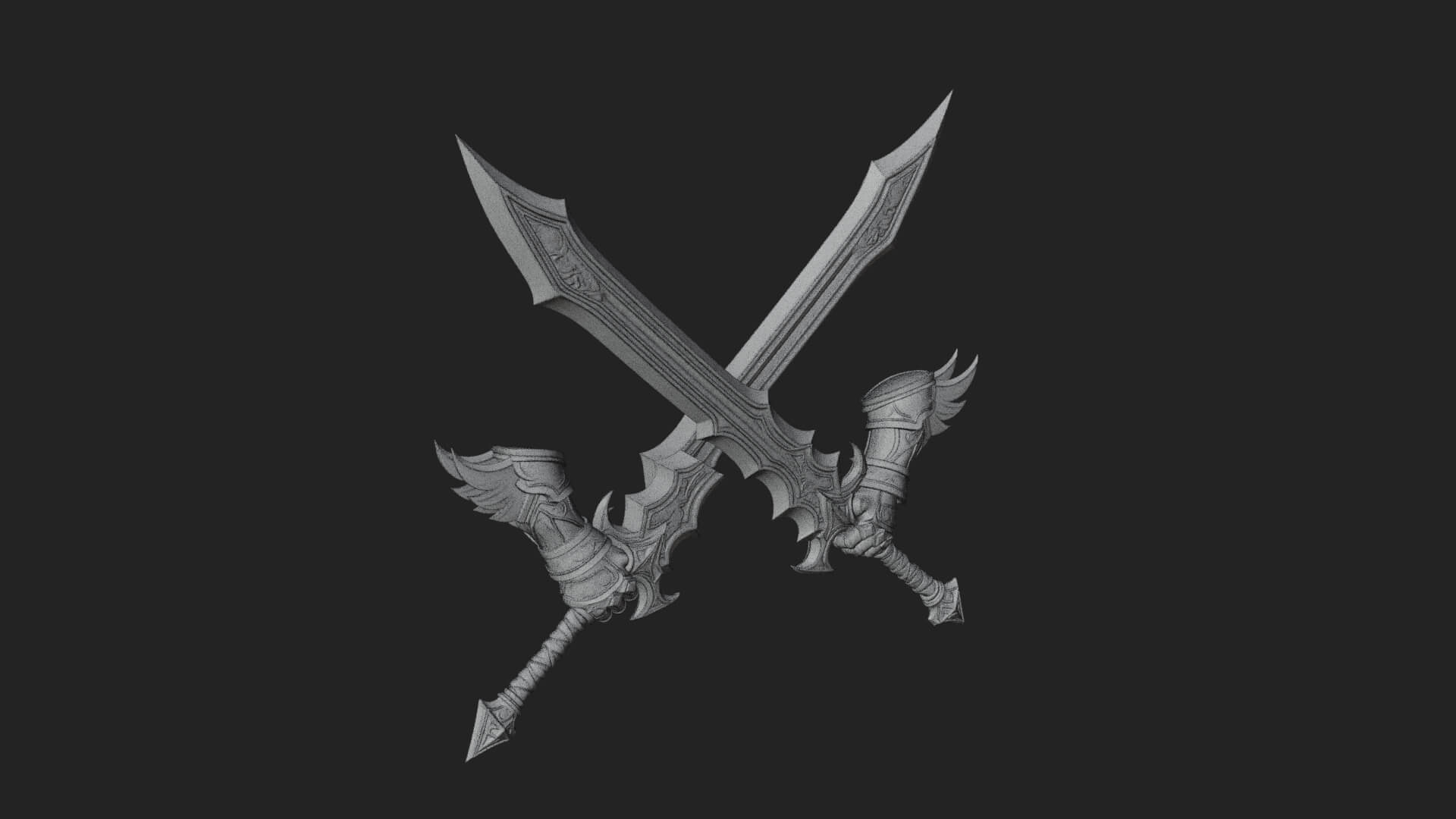 Winged Hilt Longsword Model Design 6 3D Print Model 3D Model