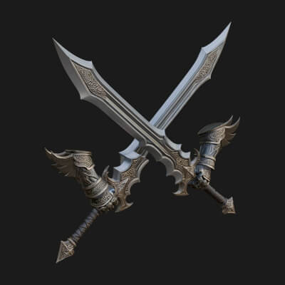 Winged Hilt Longsword Model Design 6 3D Print Model