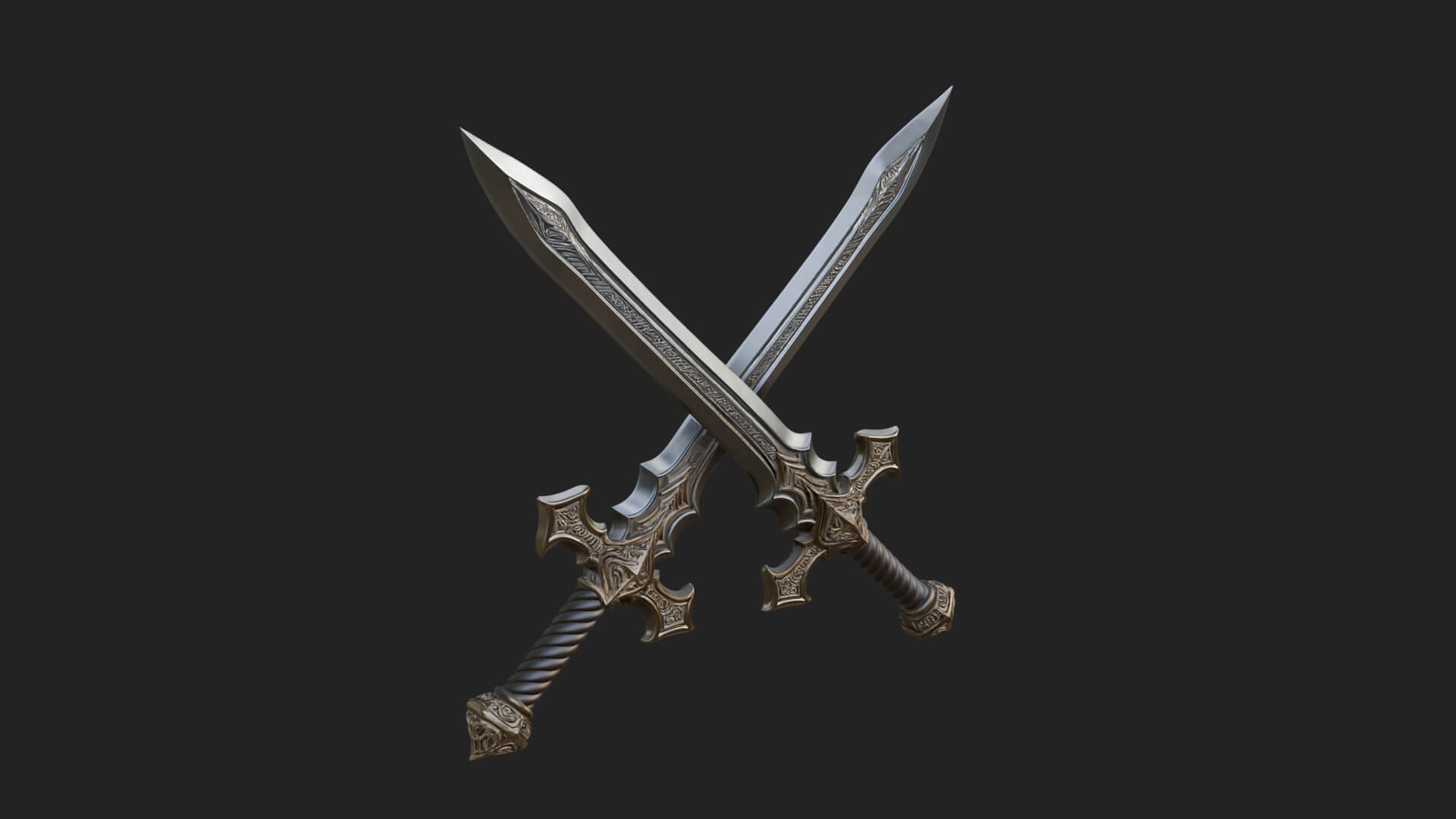 Winged Hilt Longsword Model Design 7 3D Print Model 3D Model