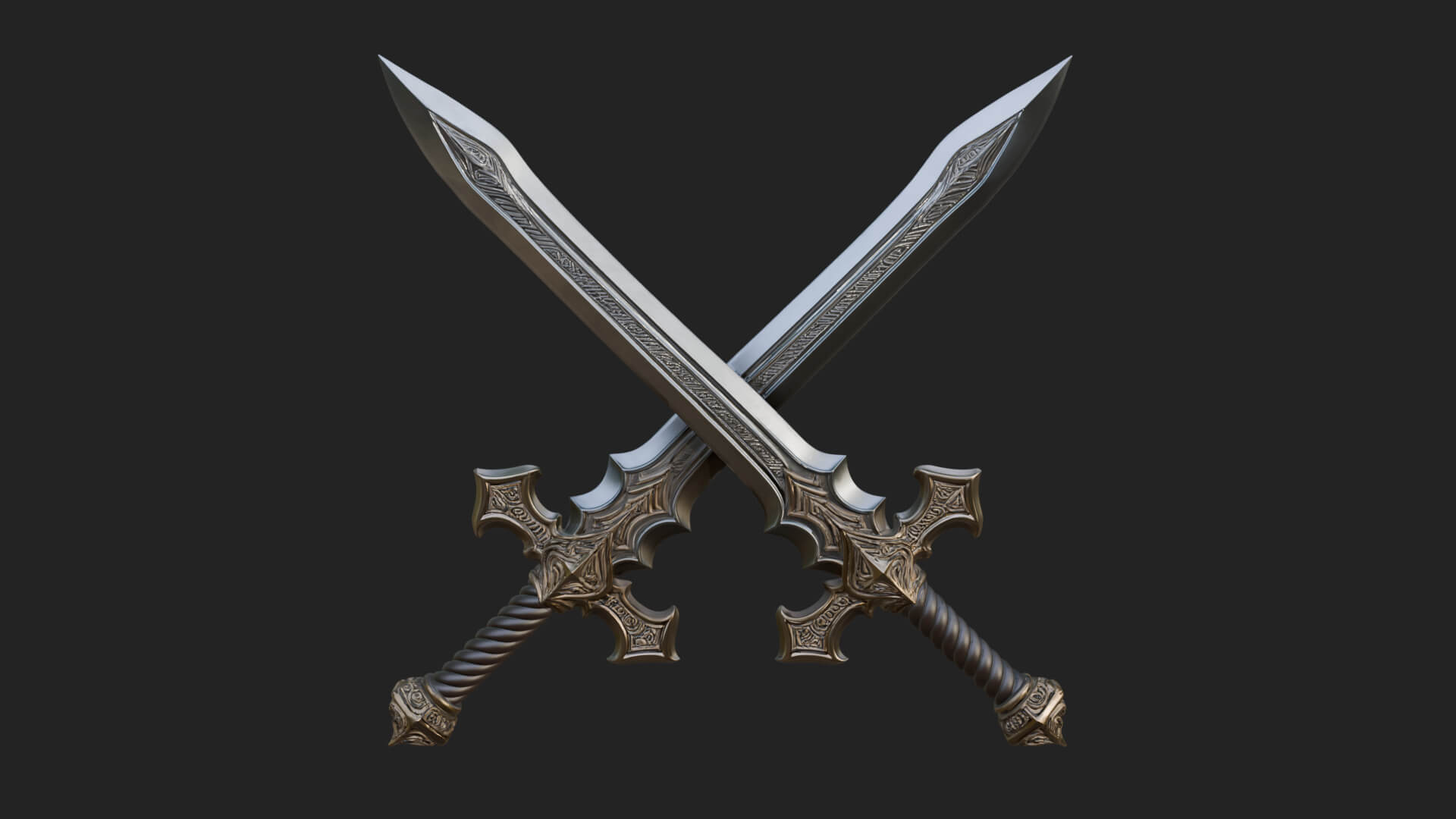 Winged Hilt Longsword Model Design 7 3D Print Model 3D Model