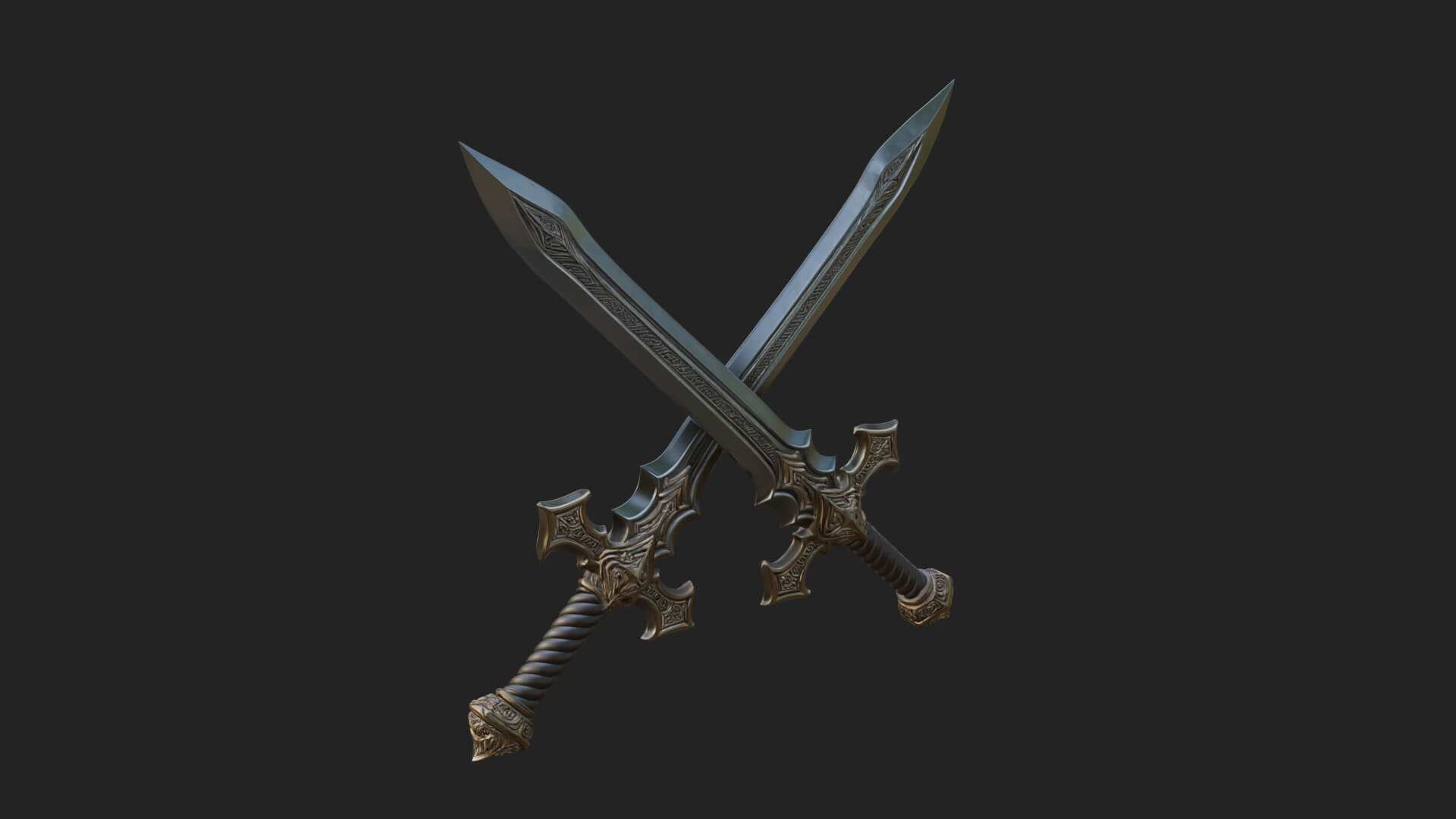 Winged Hilt Longsword Model Design 7 3D Print Model 3D Model