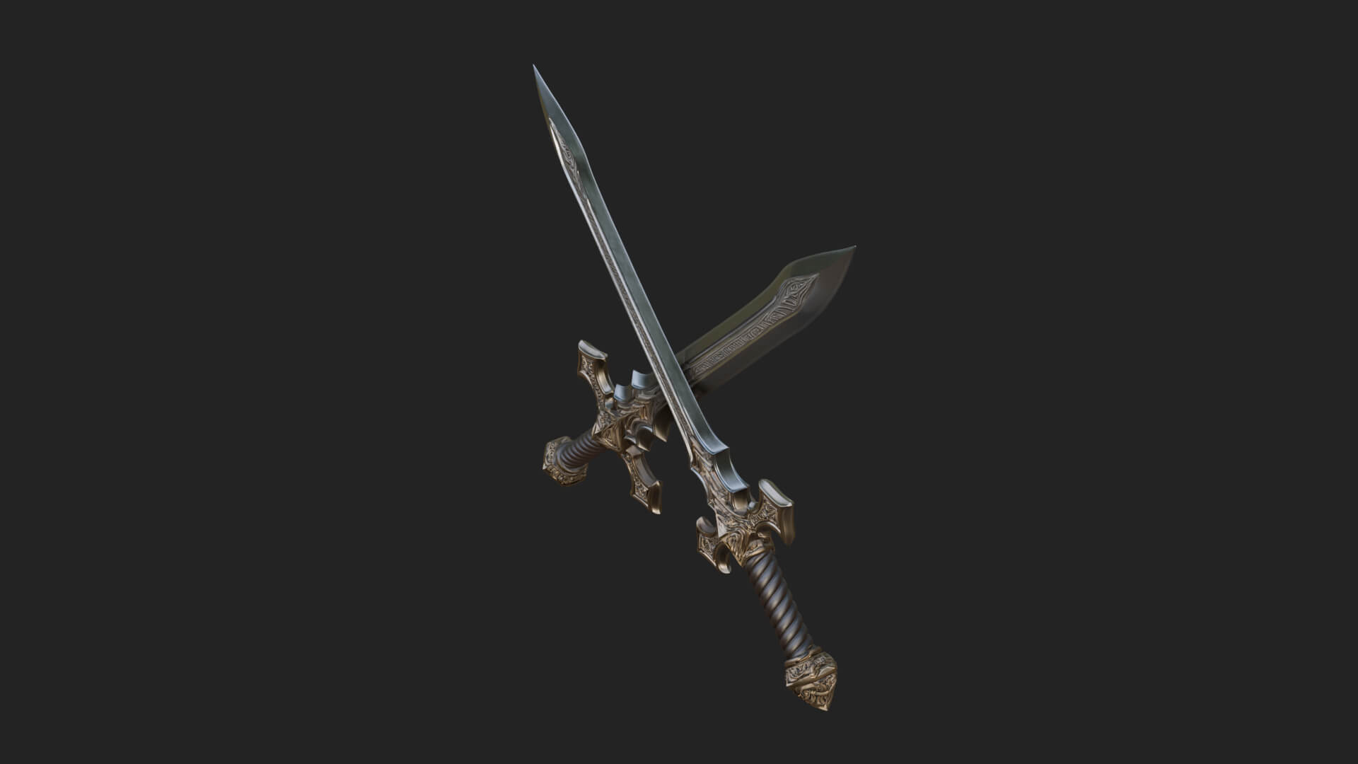 Winged Hilt Longsword Model Design 7 3D Print Model 3D Model