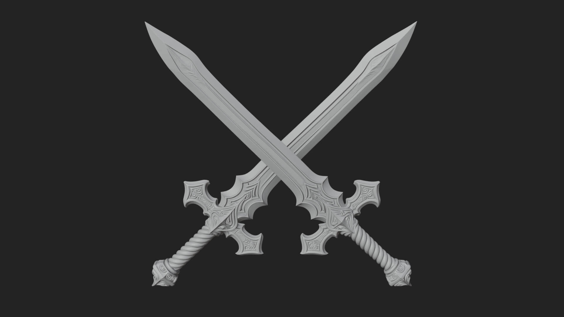 Winged Hilt Longsword Model Design 7 3D Print Model 3D Model