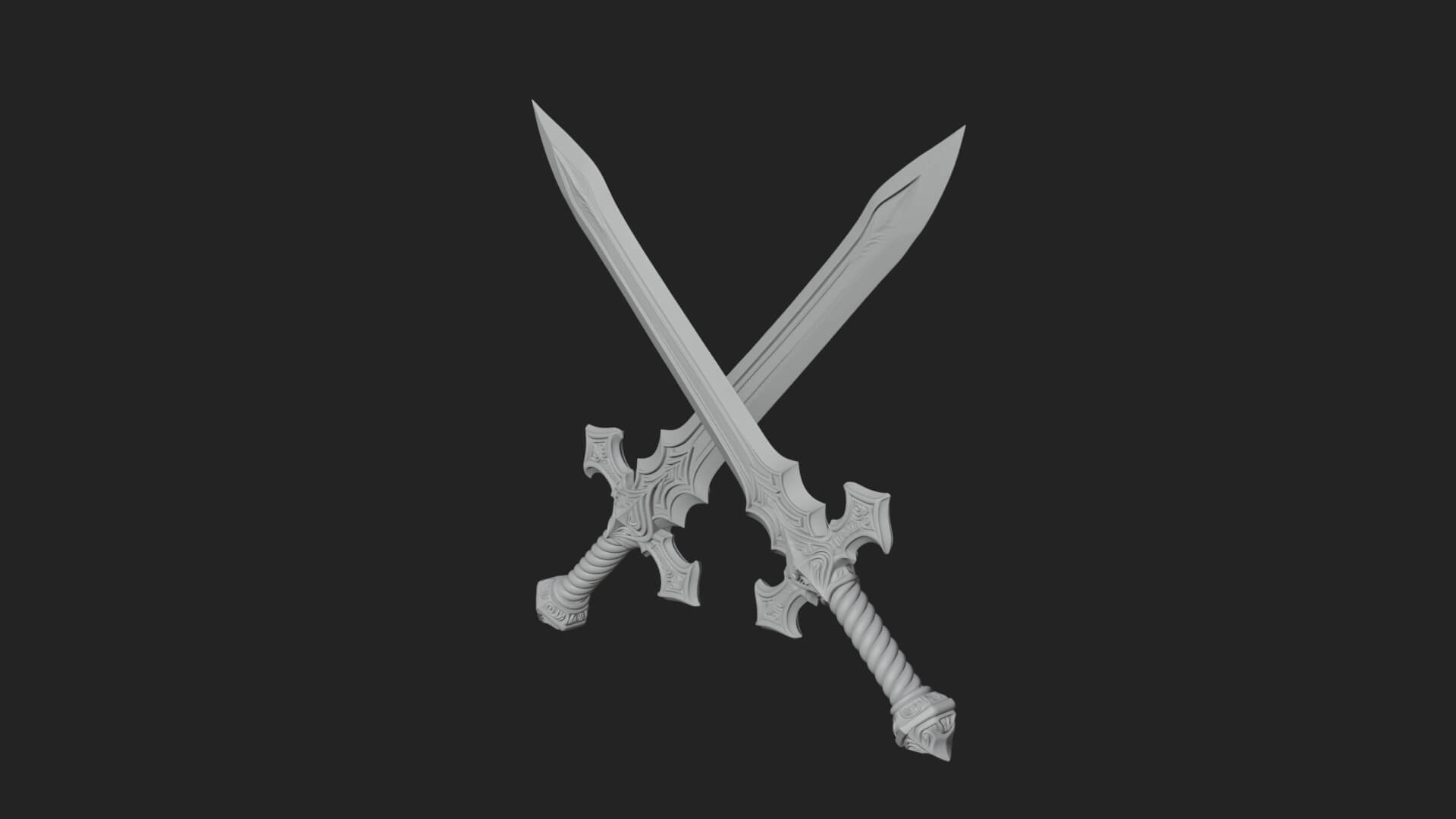 Winged Hilt Longsword Model Design 7 3D Print Model 3D Model