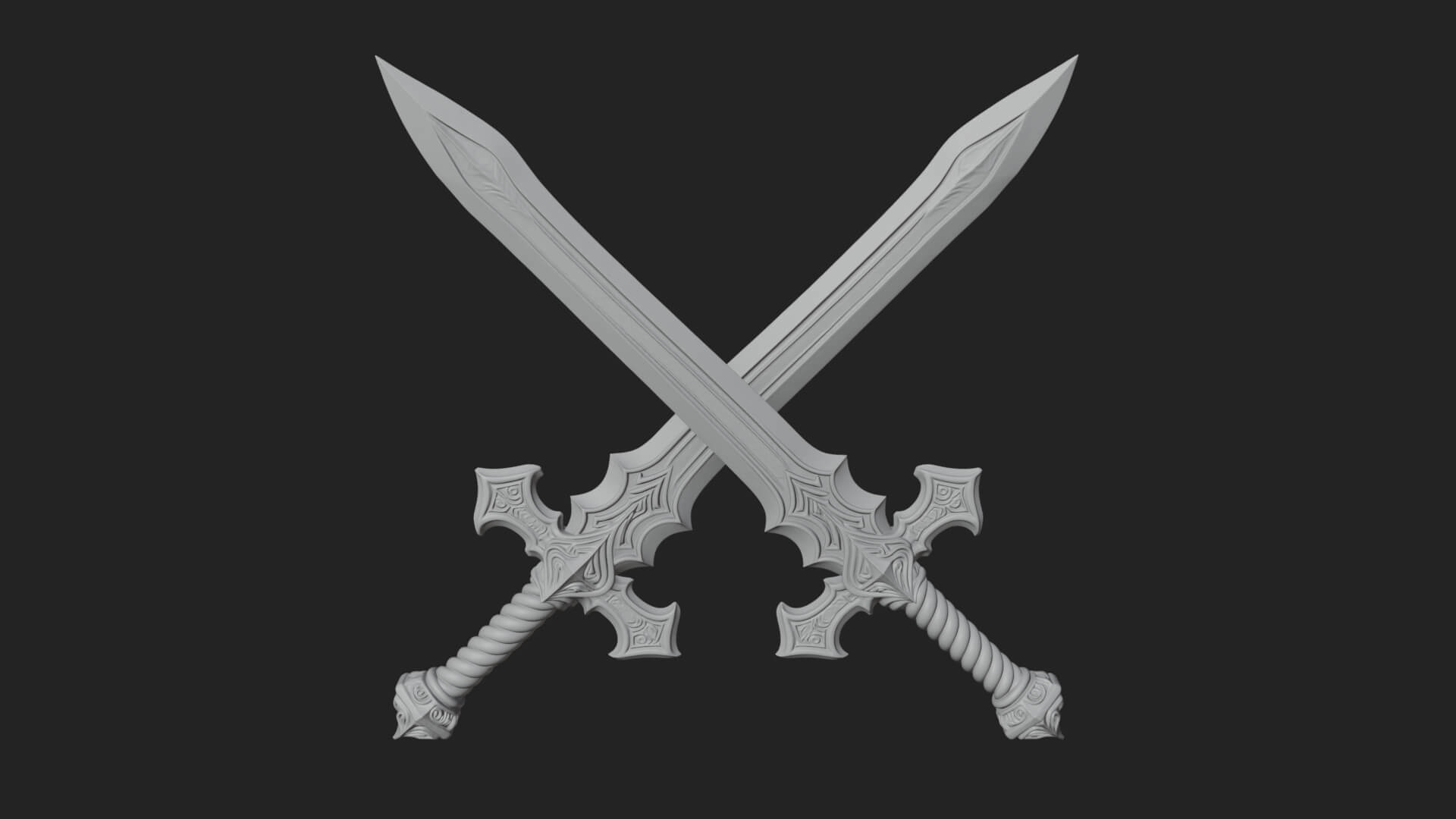 Winged Hilt Longsword Model Design 7 3D Print Model 3D Model