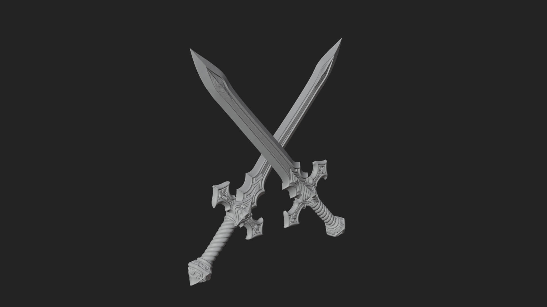 Winged Hilt Longsword Model Design 7 3D Print Model 3D Model