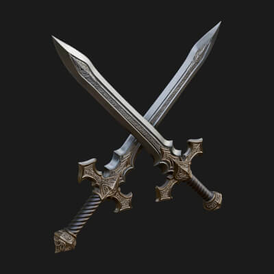 Winged Hilt Longsword Model Design 7 3D Print Model