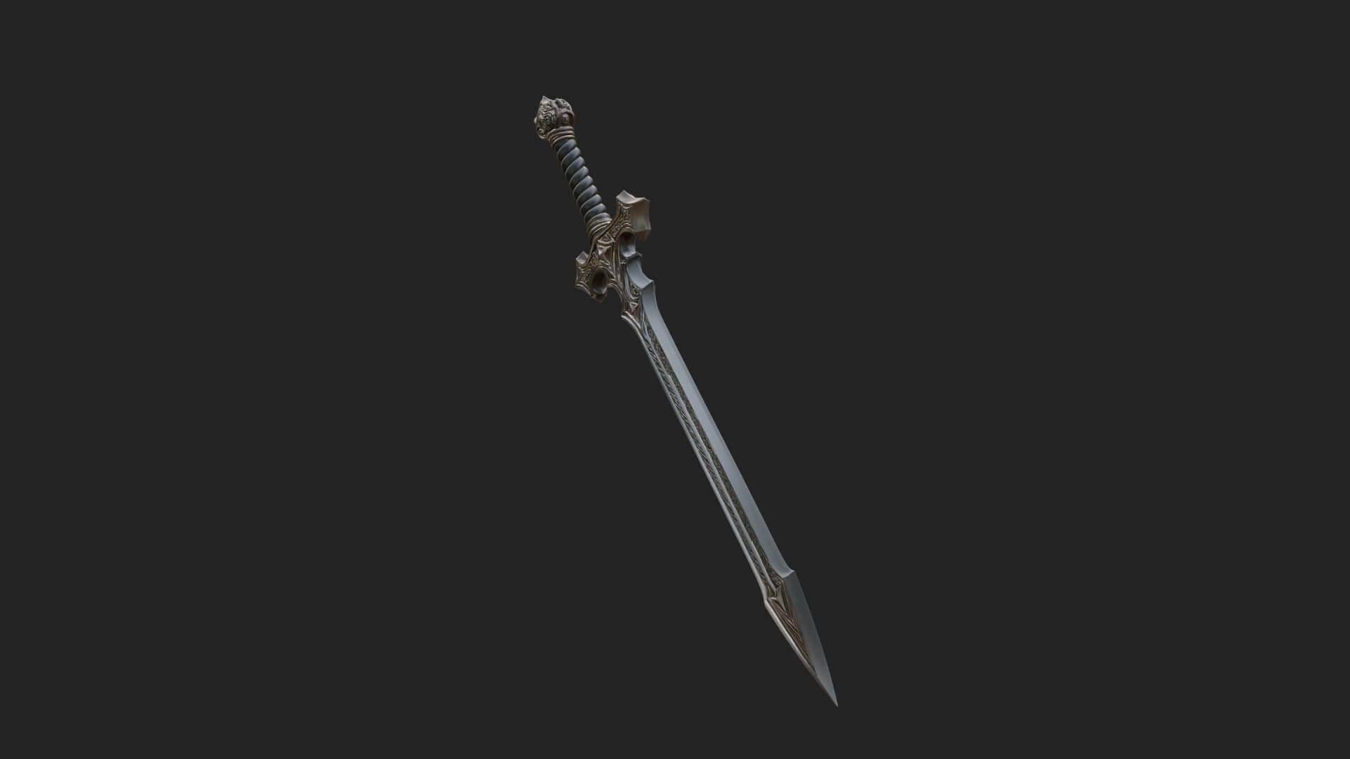 Winged Hilt Longsword Model Design 8 3D Print Model 3D Model