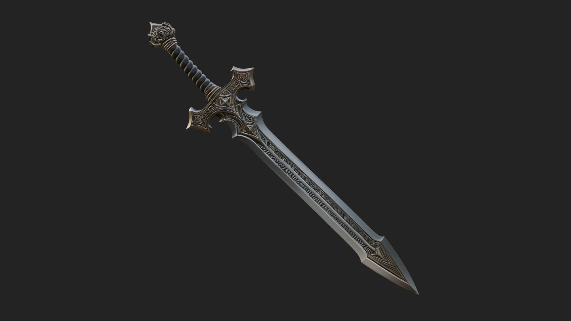 Winged Hilt Longsword Model Design 8 3D Print Model 3D Model