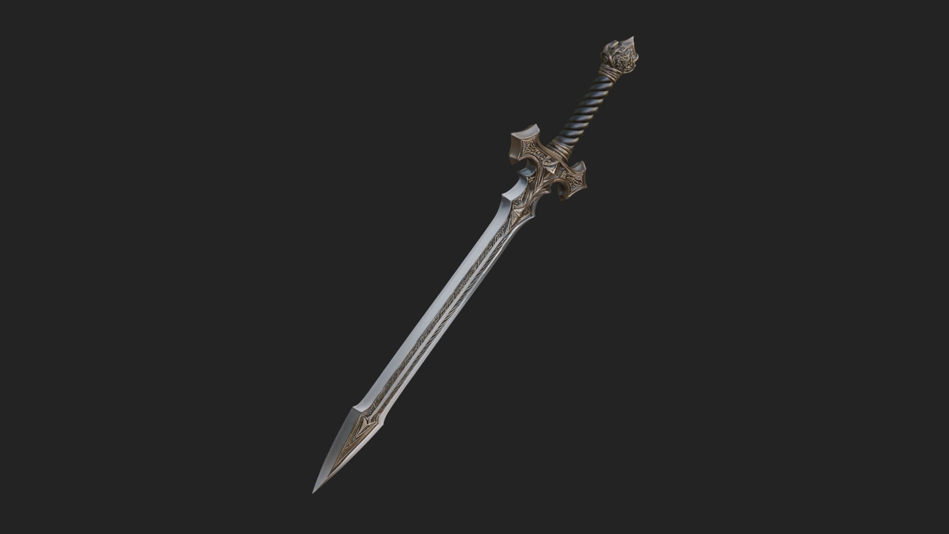 Winged Hilt Longsword Model Design 8 3D Print Model 3D Model