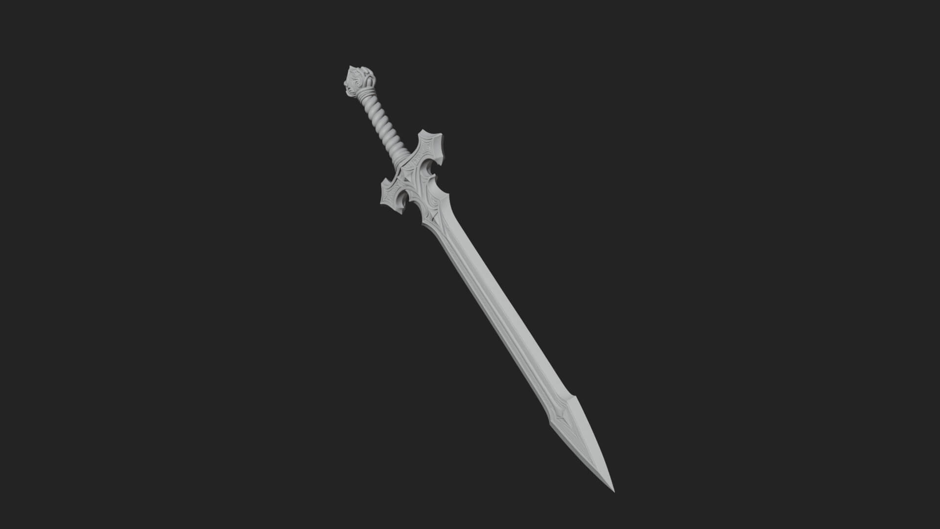 Winged Hilt Longsword Model Design 8 3D Print Model 3D Model