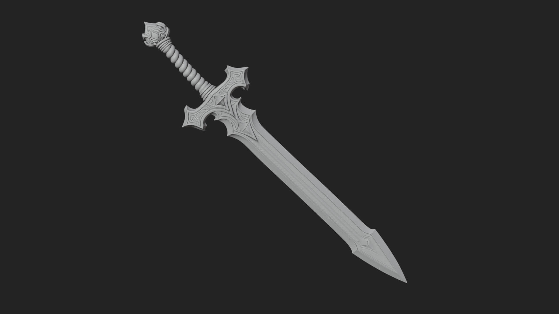 Winged Hilt Longsword Model Design 8 3D Print Model 3D Model