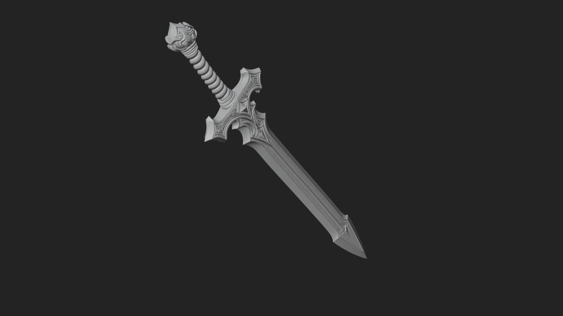 Winged Hilt Longsword Model Design 8 3D Print Model 3D Model