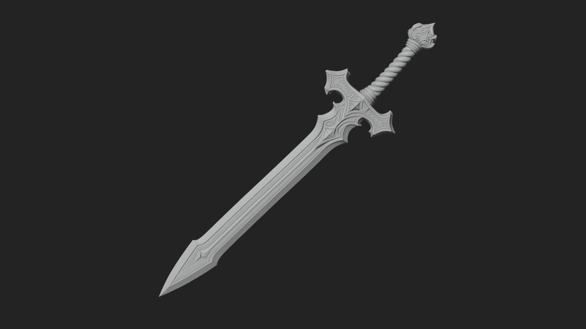Winged Hilt Longsword Model Design 8 3D Print Model 3D Model