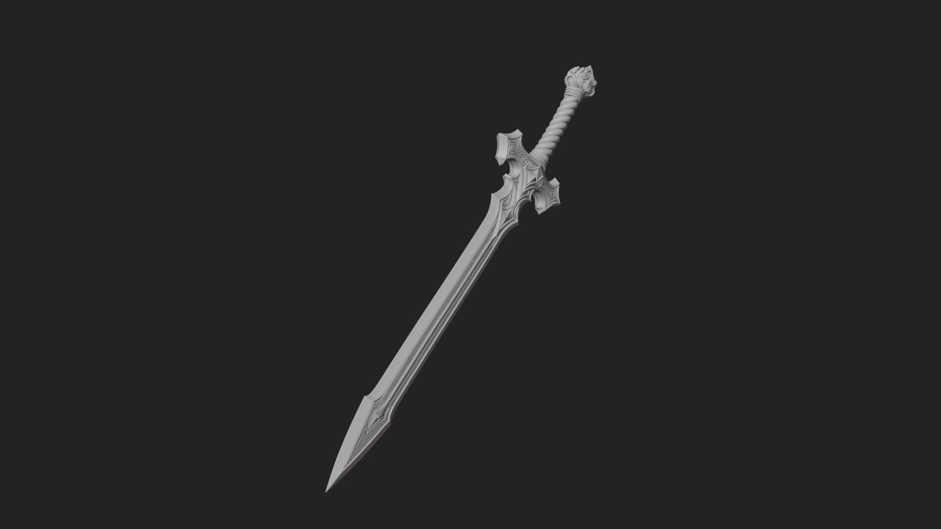 Winged Hilt Longsword Model Design 8 3D Print Model 3D Model
