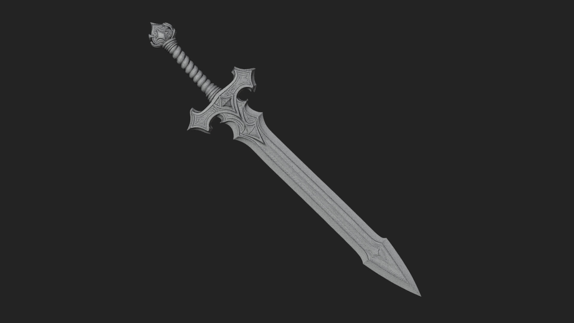 Winged Hilt Longsword Model Design 8 3D Print Model 3D Model