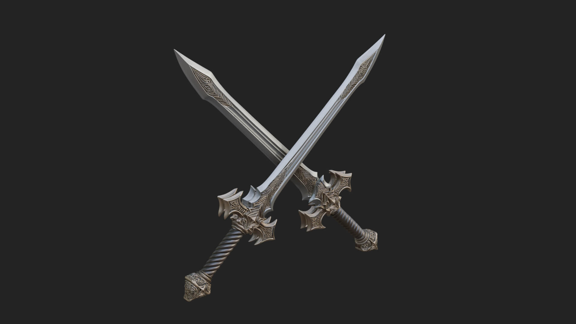 Winged Hilt Longsword Model Design 9 3D Print Model 3D Model