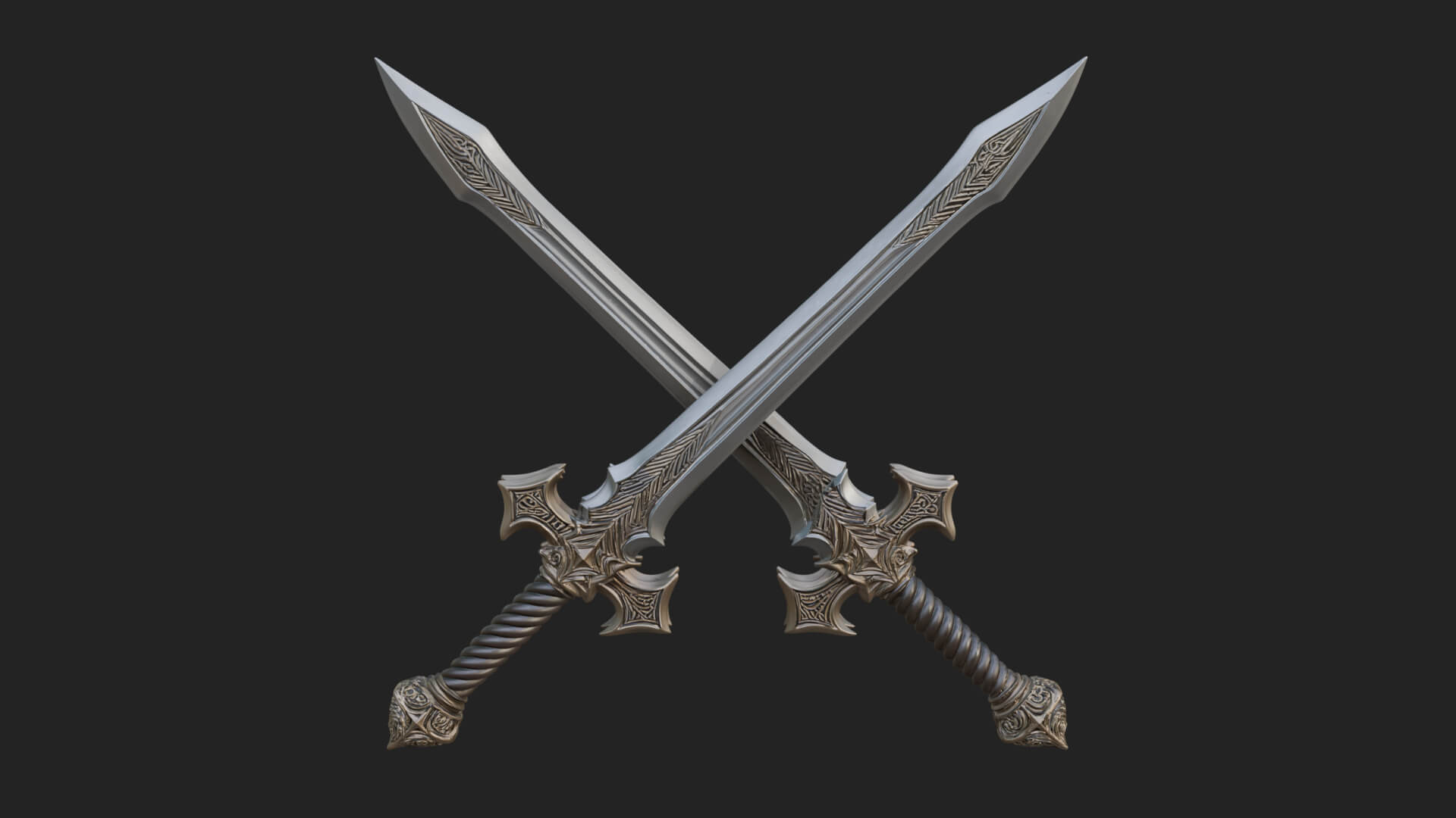 Winged Hilt Longsword Model Design 9 3D Print Model 3D Model