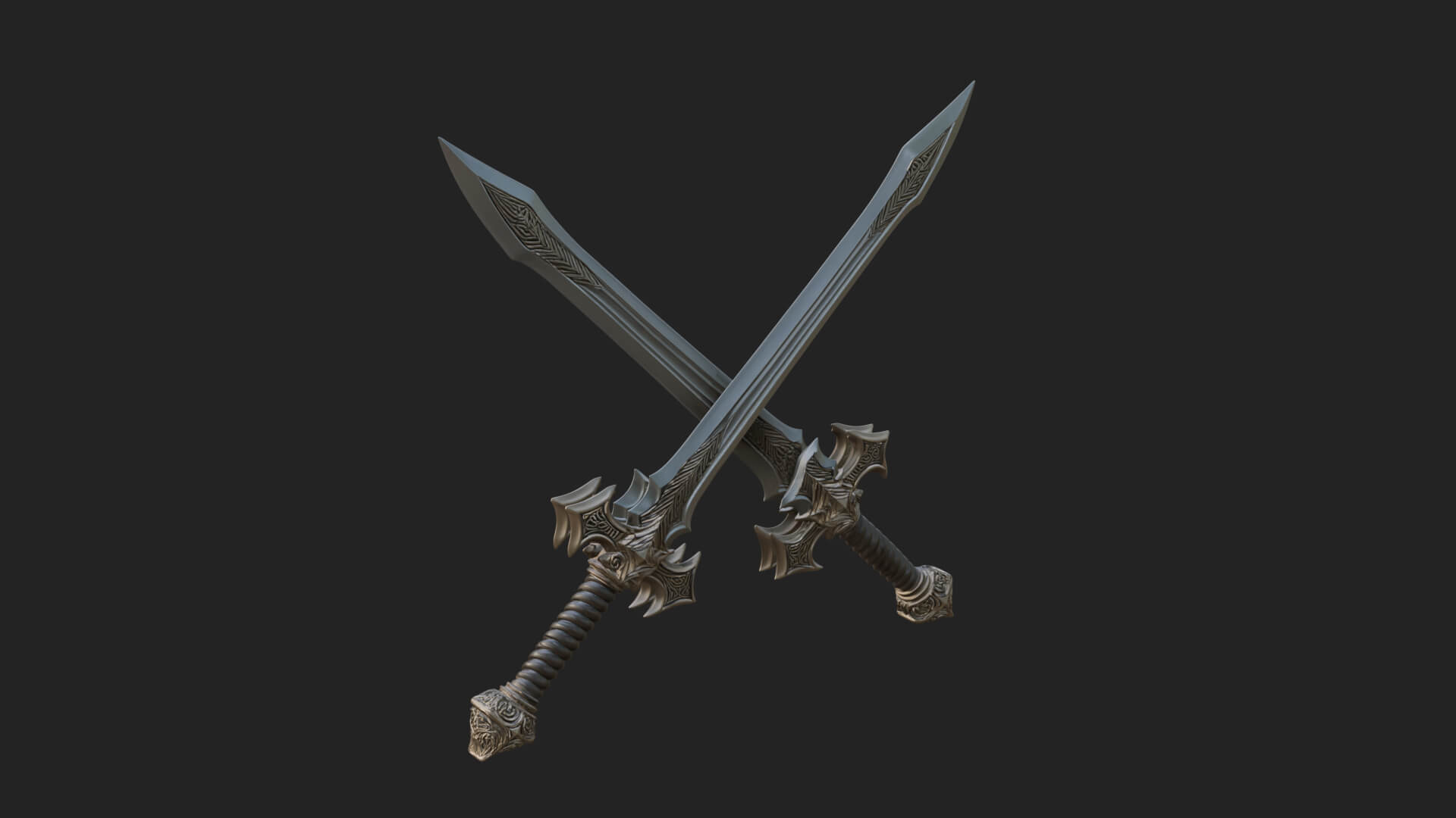 Winged Hilt Longsword Model Design 9 3D Print Model 3D Model