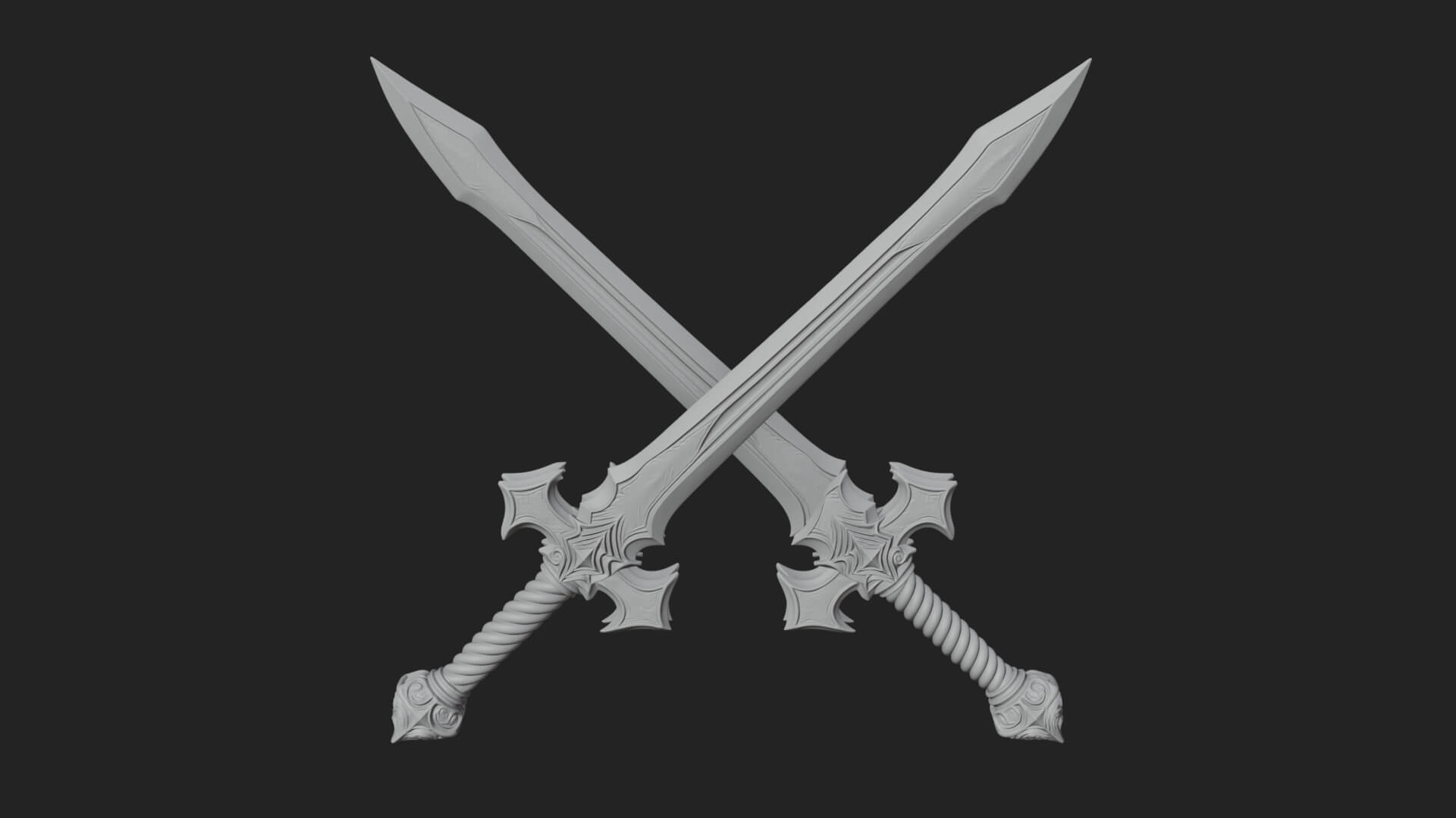 Winged Hilt Longsword Model Design 9 3D Print Model 3D Model