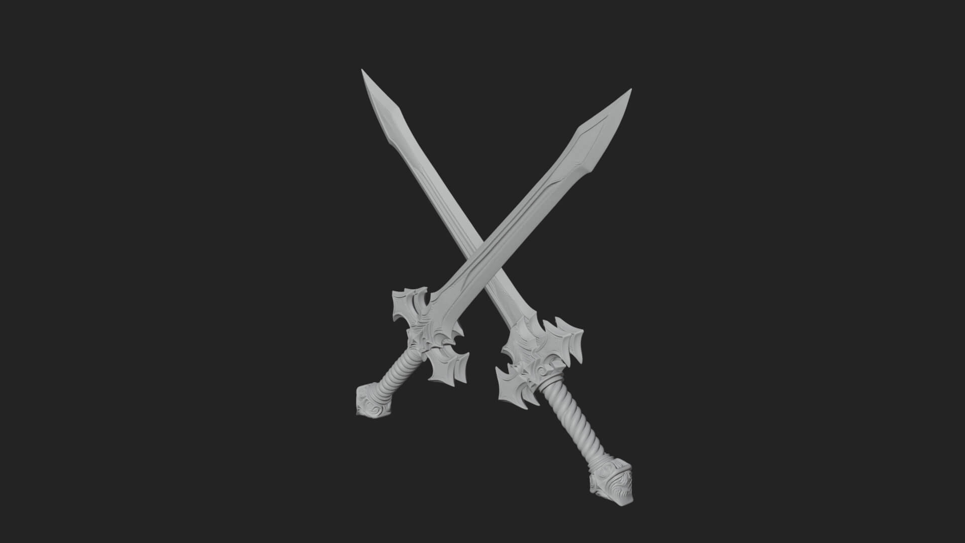Winged Hilt Longsword Model Design 9 3D Print Model 3D Model