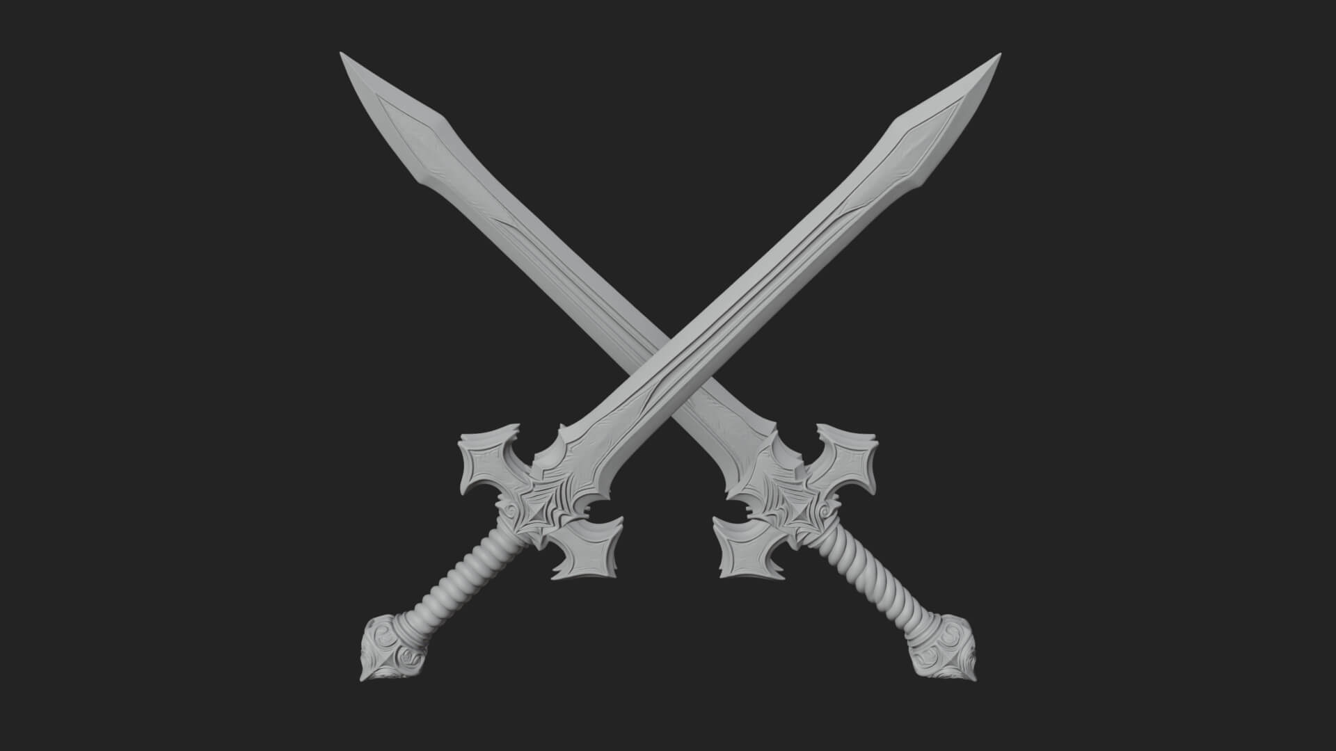 Winged Hilt Longsword Model Design 9 3D Print Model 3D Model