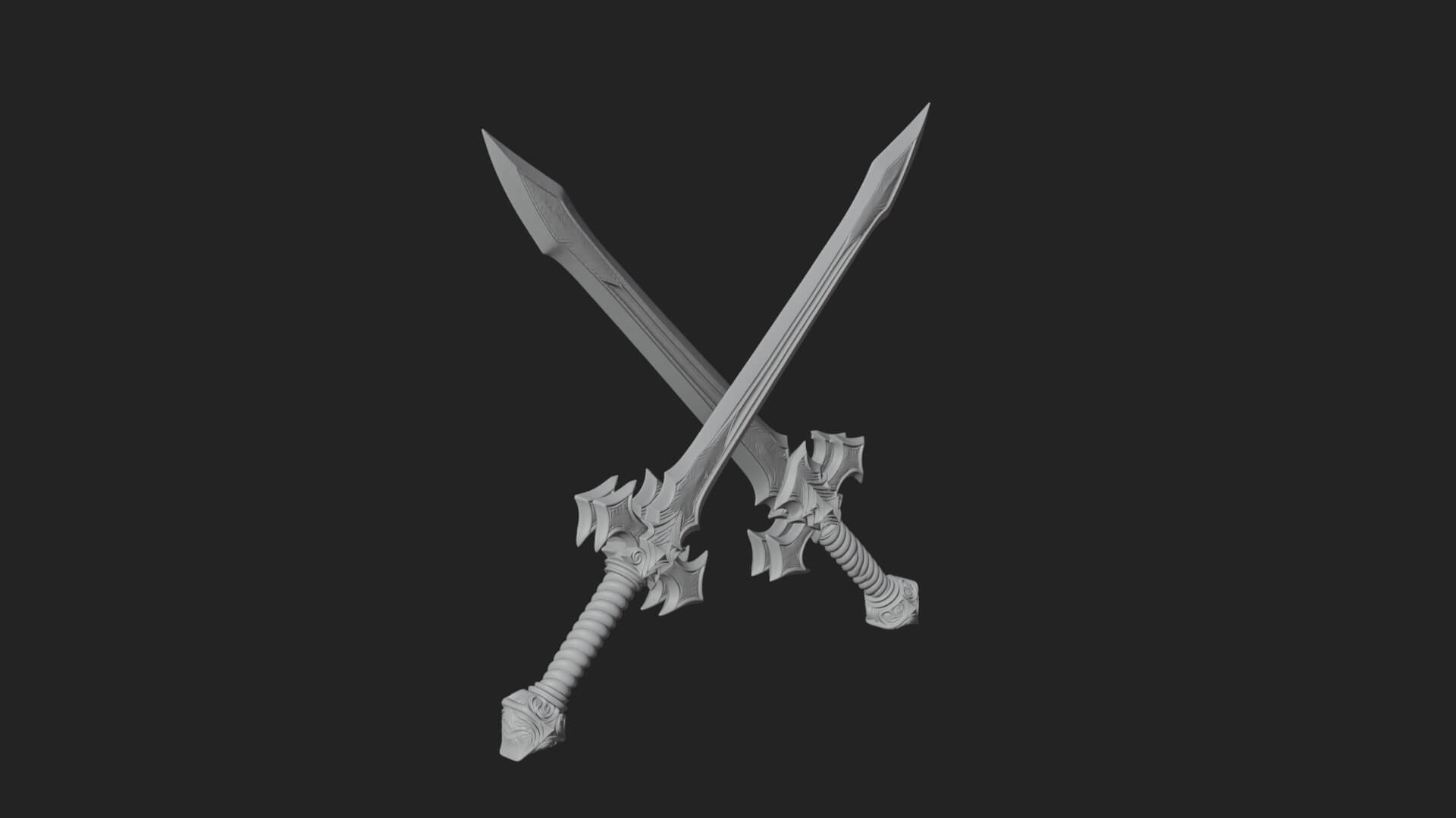Winged Hilt Longsword Model Design 9 3D Print Model 3D Model
