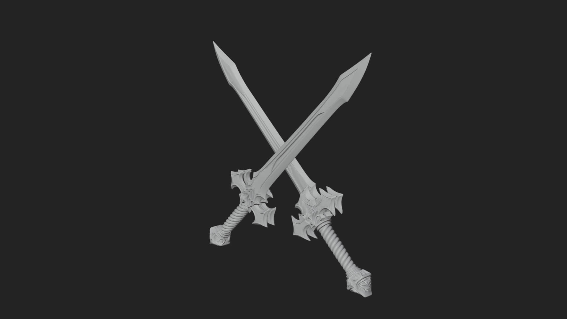 Winged Hilt Longsword Model Design 9 3D Print Model 3D Model