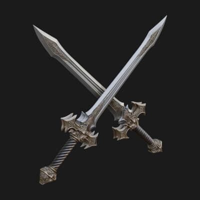 Winged Hilt Longsword Model Design 9 3D Print Model