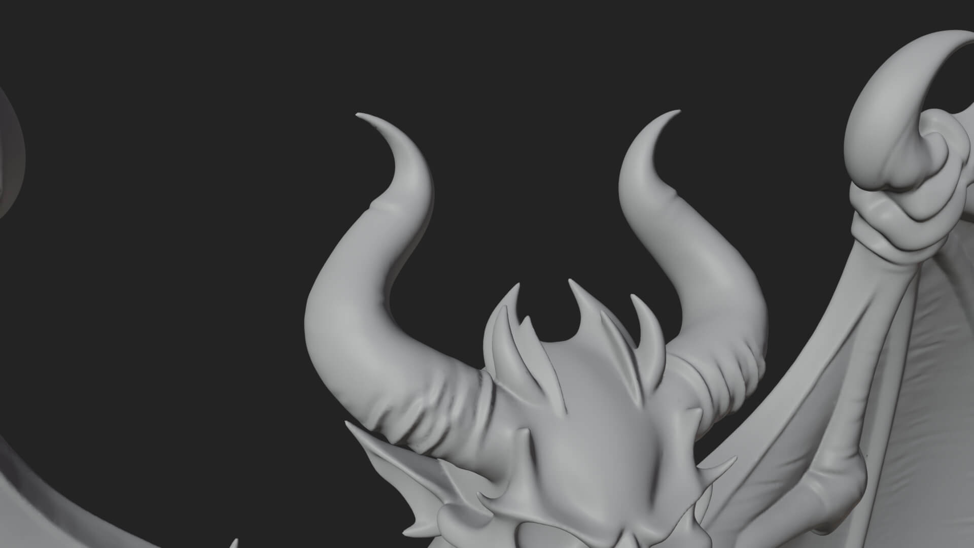 Winged Horned Demon Statue Design 1 3D Print Model 3D Model