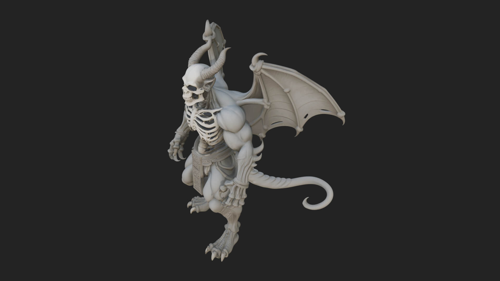 Winged Horned Demon Statue Design 10 3d Print Model 3D Model