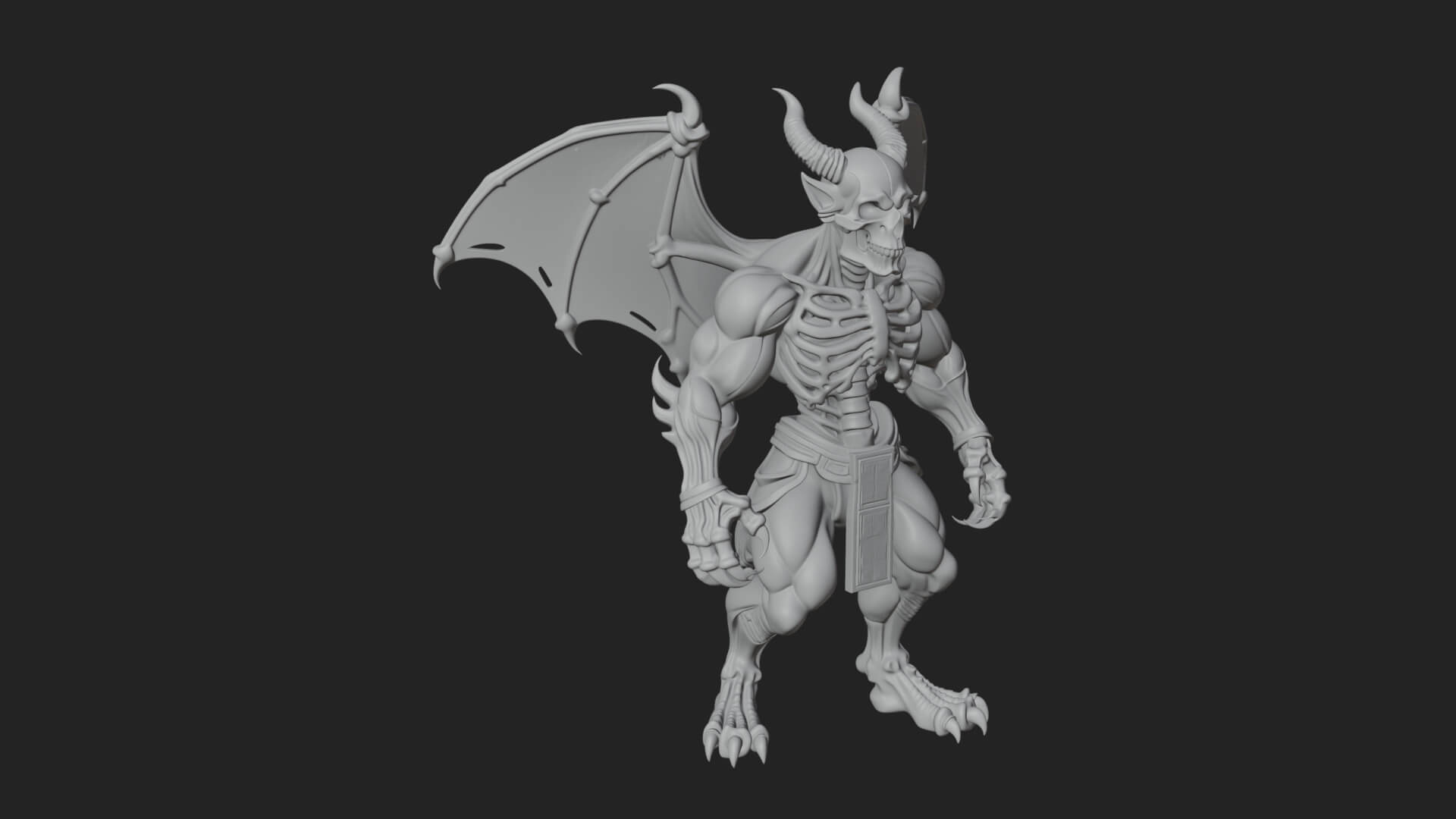 Winged Horned Demon Statue Design 10 3d Print Model 3D Model