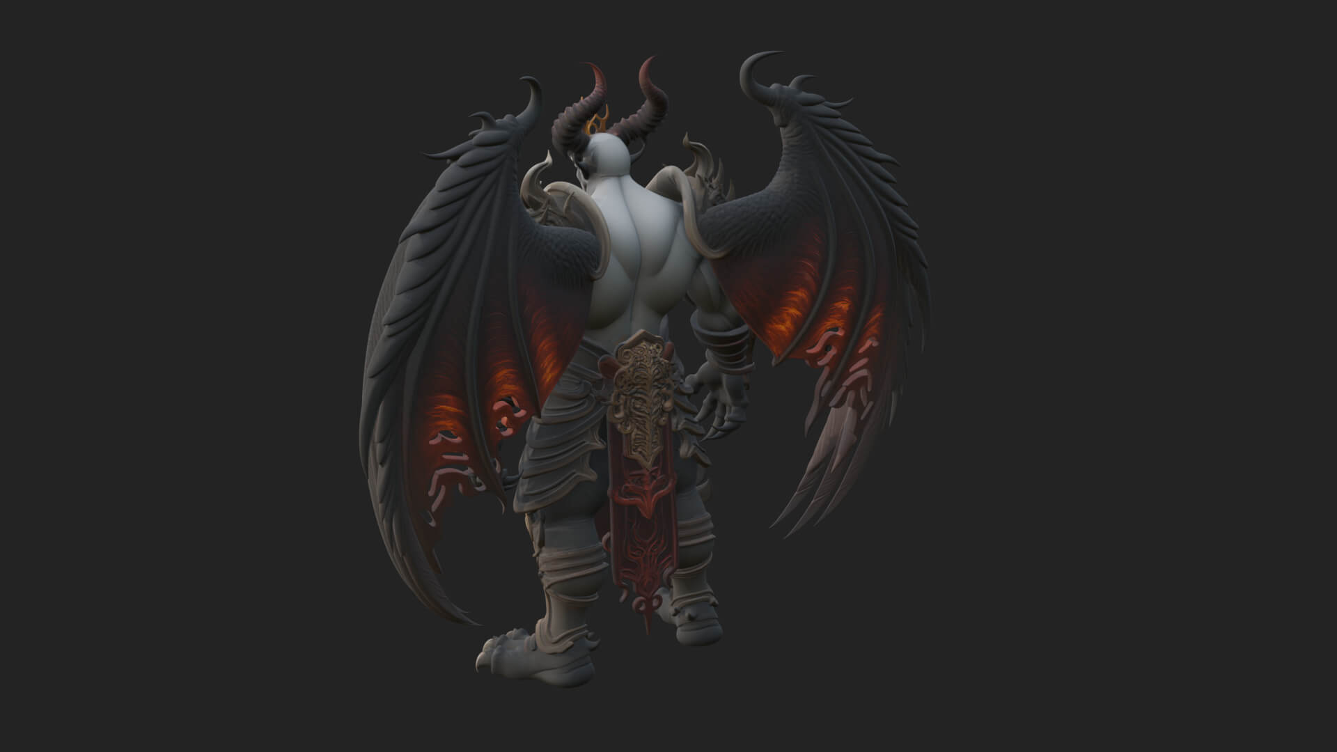 Winged Horned Demon Statue Design 11 3D Print Model 3D Model