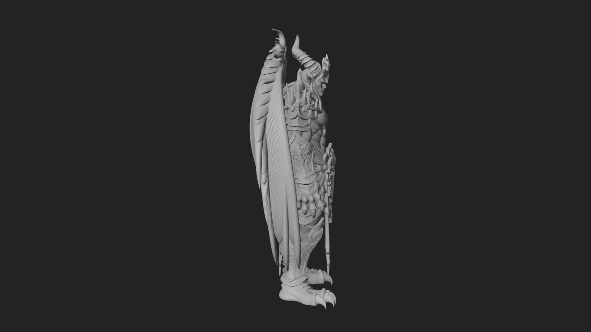 Winged Horned Demon Statue Design 11 3D Print Model 3D Model