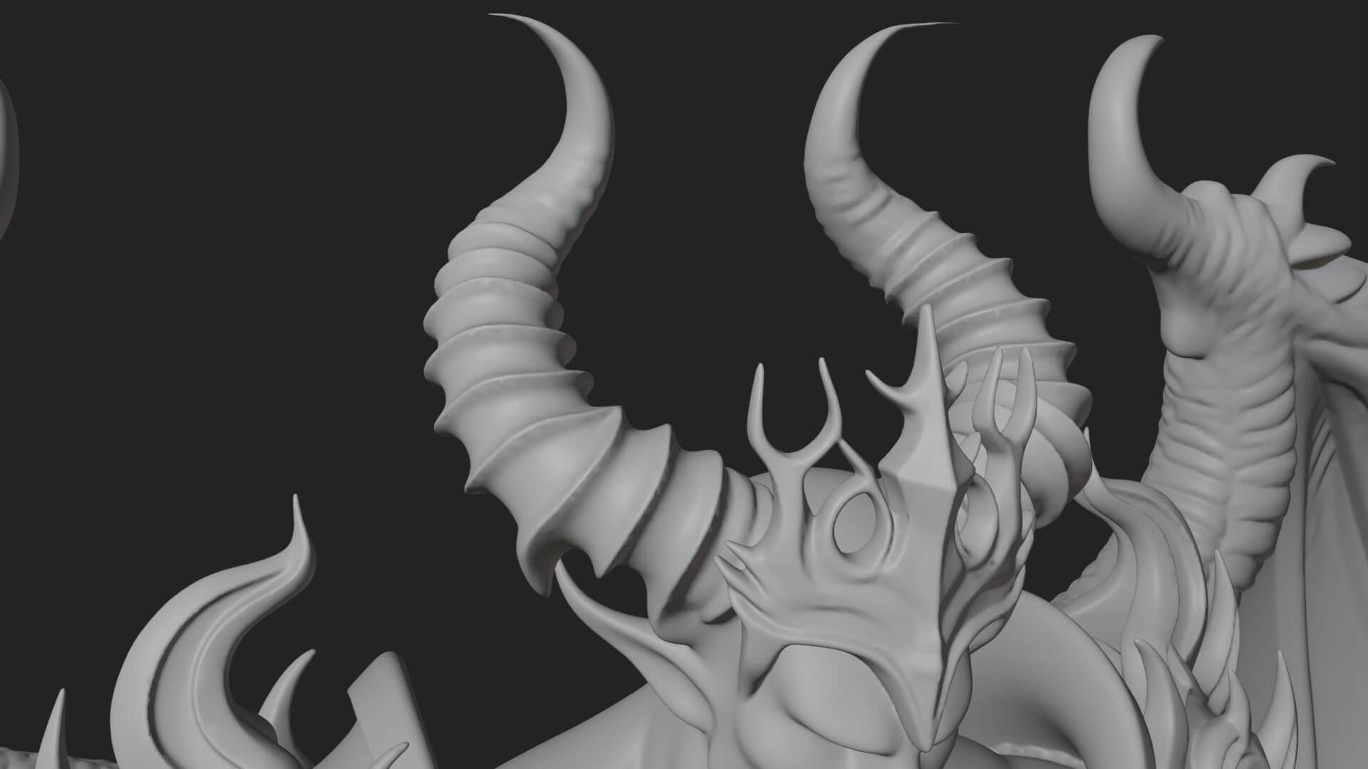 Winged Horned Demon Statue Design 11 3D Print Model 3D Model