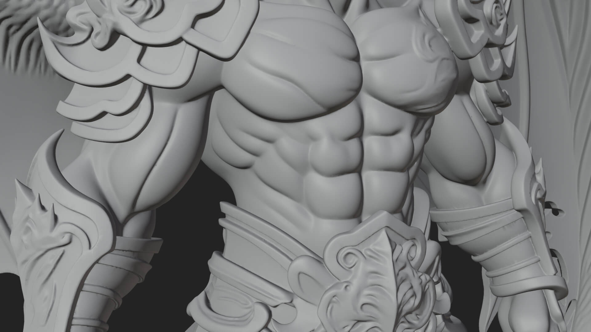 Winged Horned Demon Statue Design 11 3D Print Model 3D Model