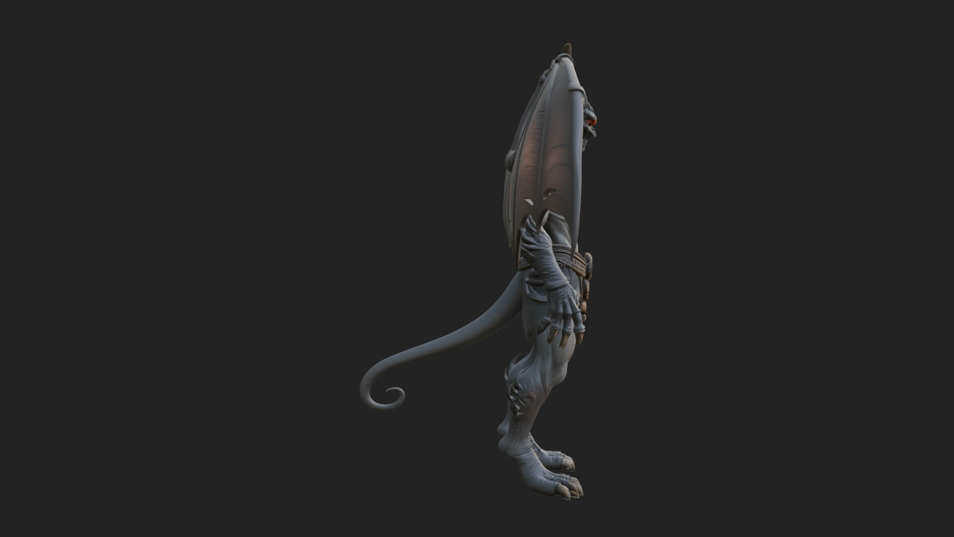 Winged Horned Demon Statue Design 12 3D Print Model 3D Model