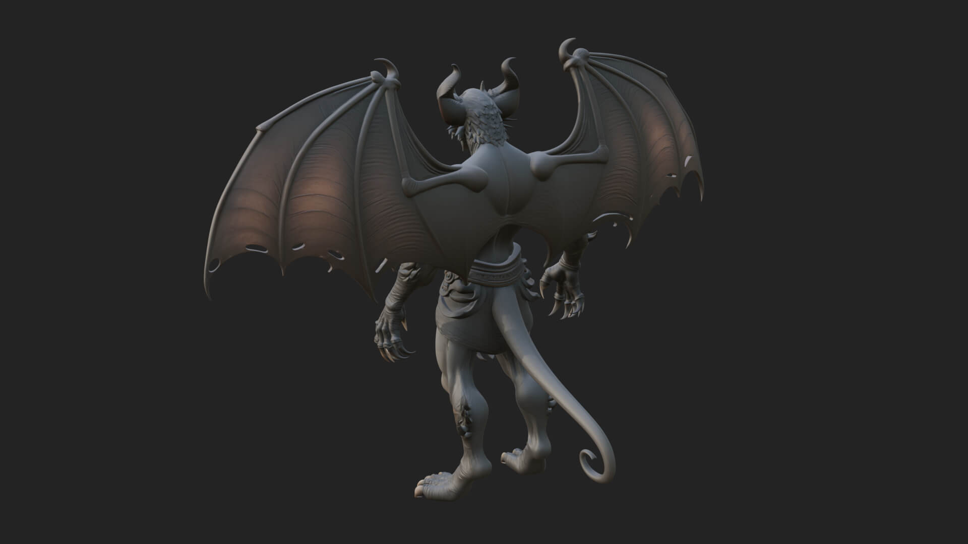 Winged Horned Demon Statue Design 12 3D Print Model 3D Model