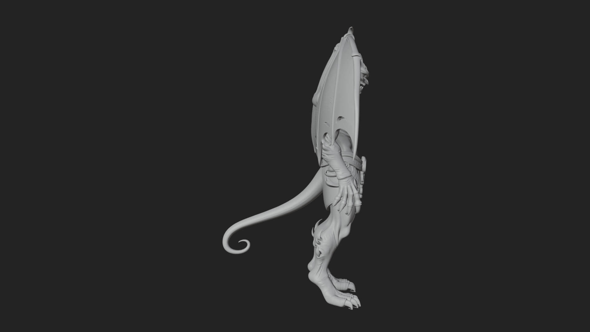 Winged Horned Demon Statue Design 12 3D Print Model 3D Model