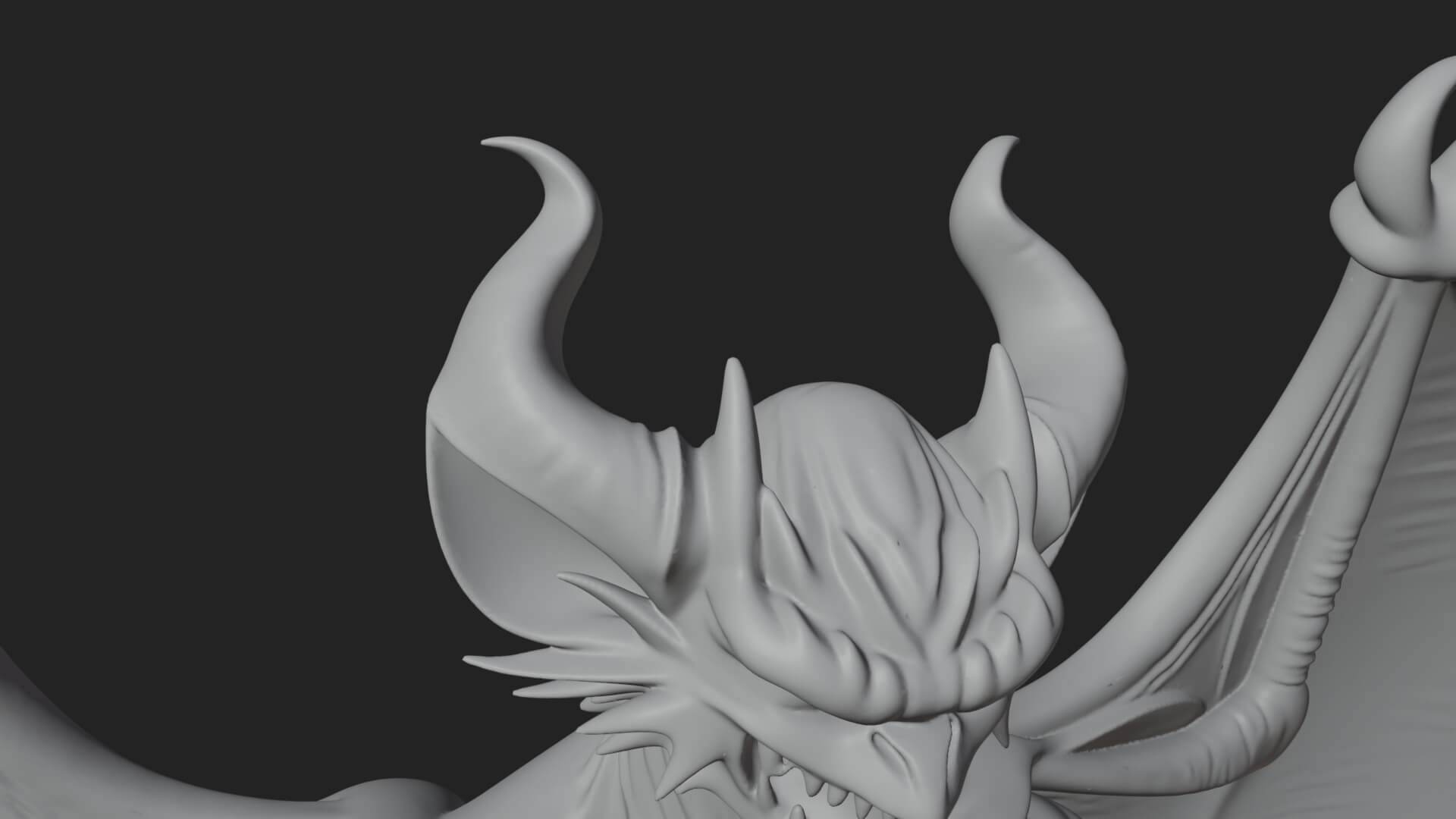 Winged Horned Demon Statue Design 12 3D Print Model 3D Model
