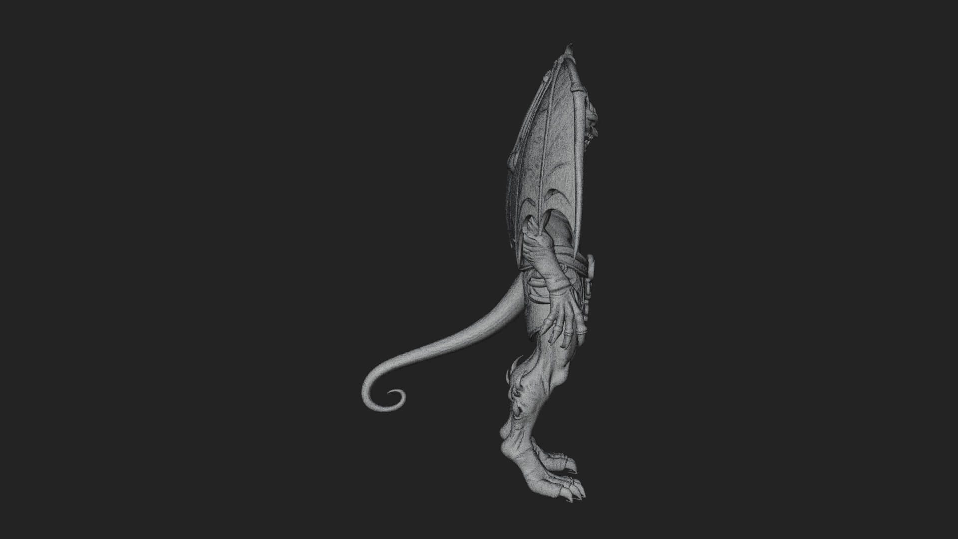 Winged Horned Demon Statue Design 12 3D Print Model 3D Model