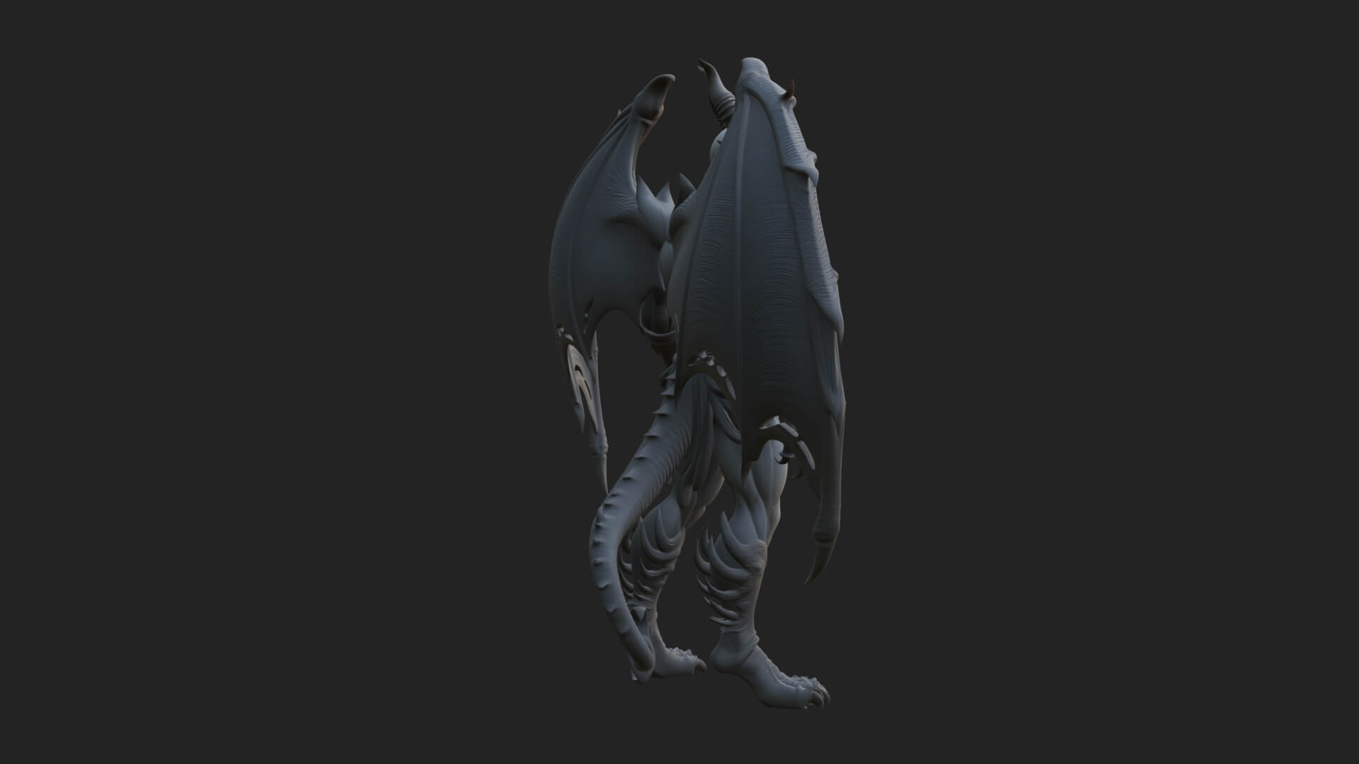 Winged Horned Demon Statue Design 13 3D Print Model 3D Model