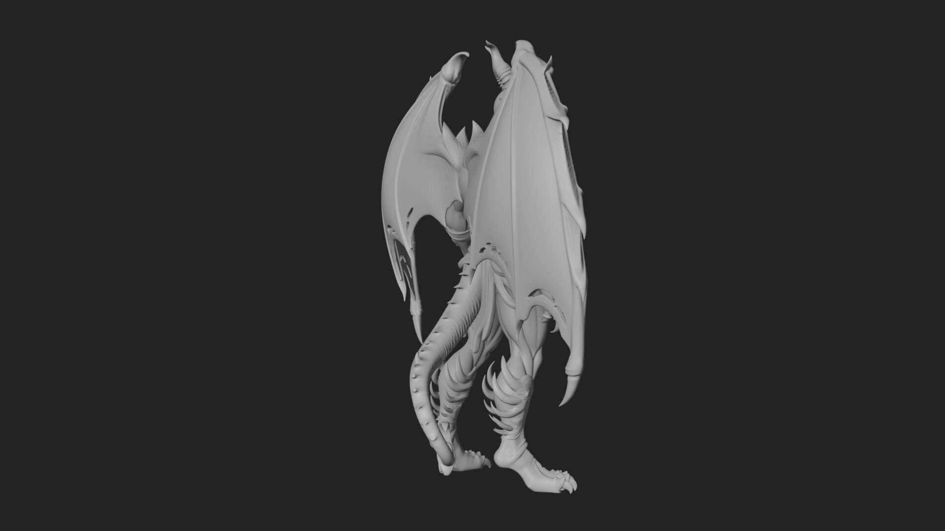 Winged Horned Demon Statue Design 13 3D Print Model 3D Model