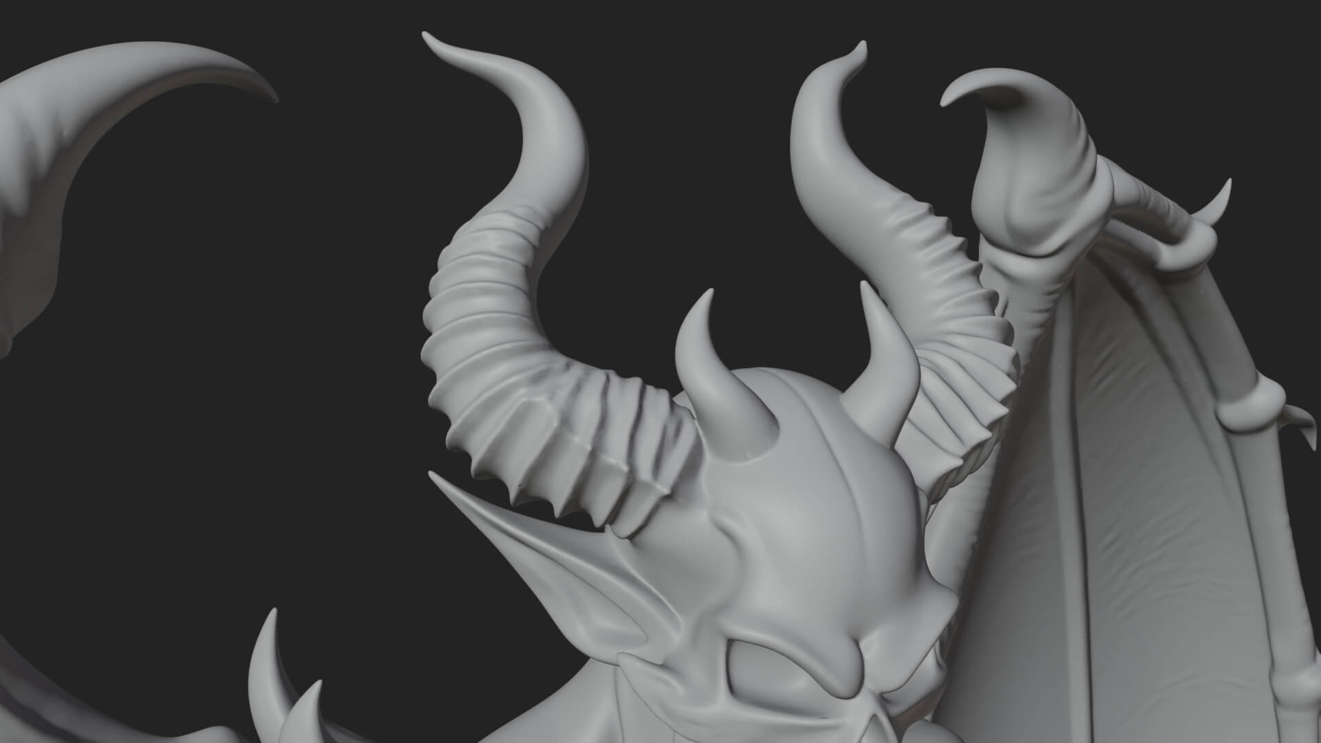 Winged Horned Demon Statue Design 13 3D Print Model 3D Model