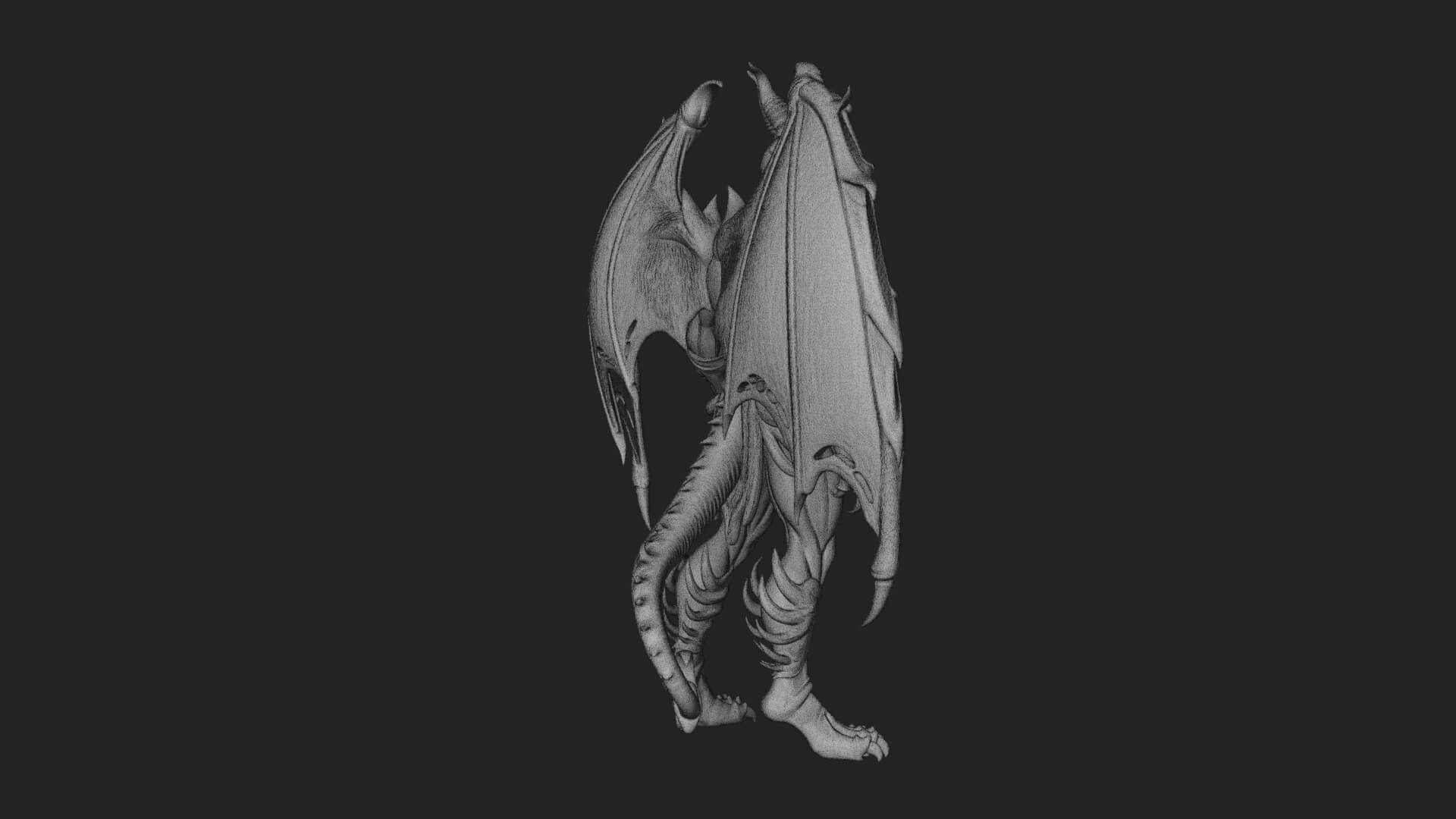 Winged Horned Demon Statue Design 13 3D Print Model 3D Model