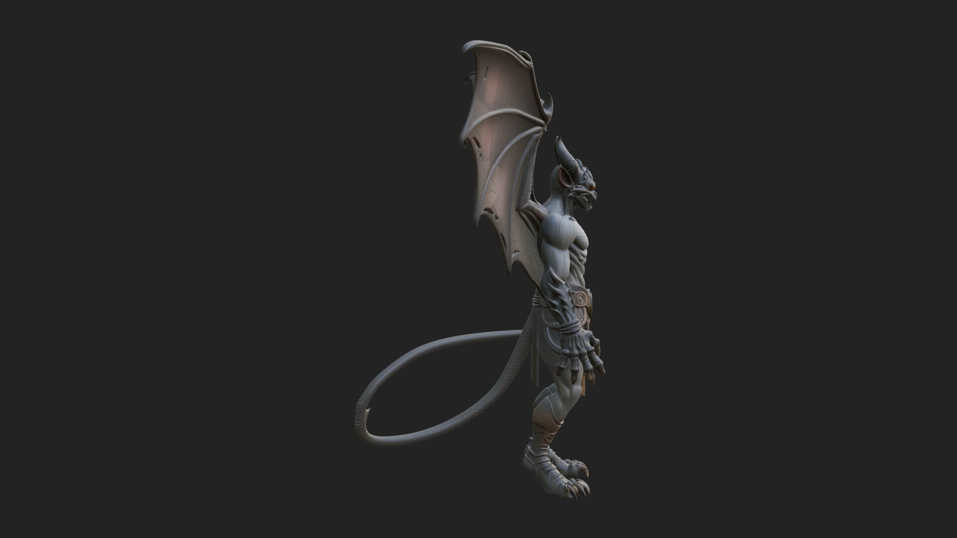 Winged Horned Demon Statue Design 14 3d Print Model 3D Model