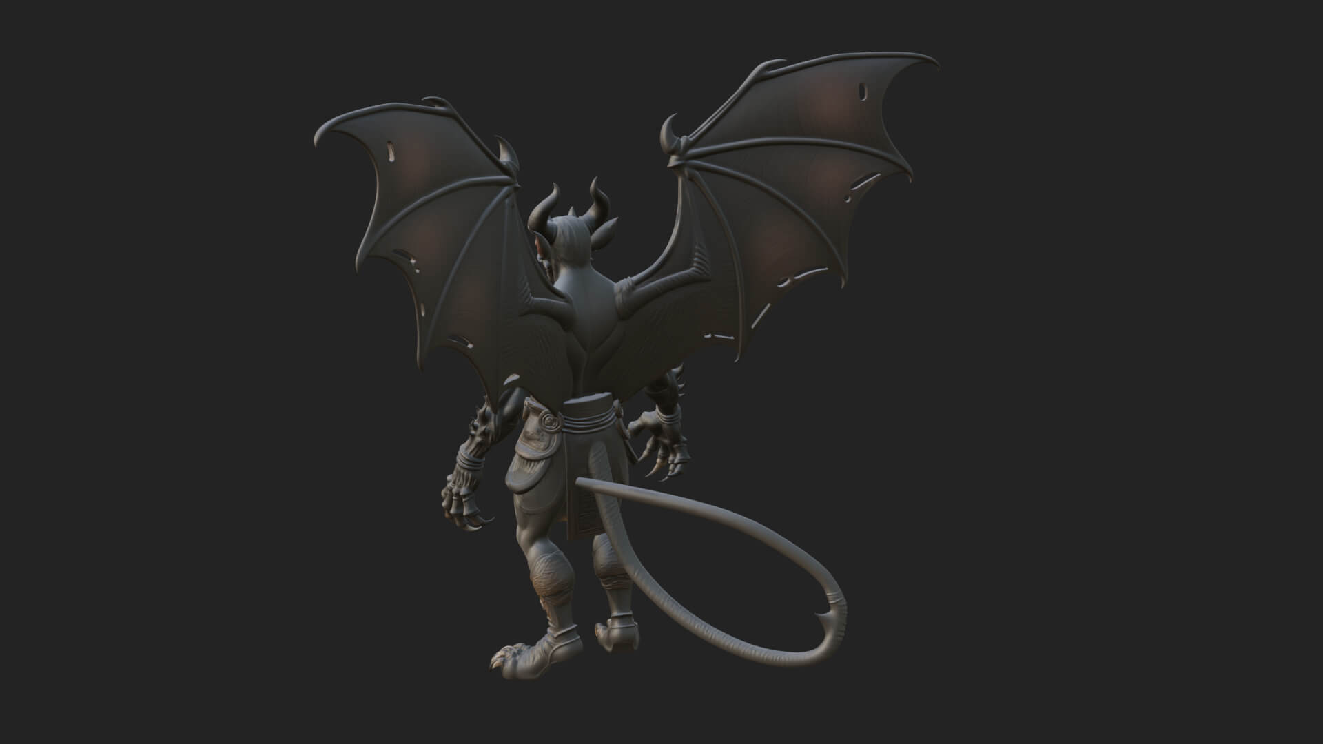 Winged Horned Demon Statue Design 14 3d Print Model 3D Model