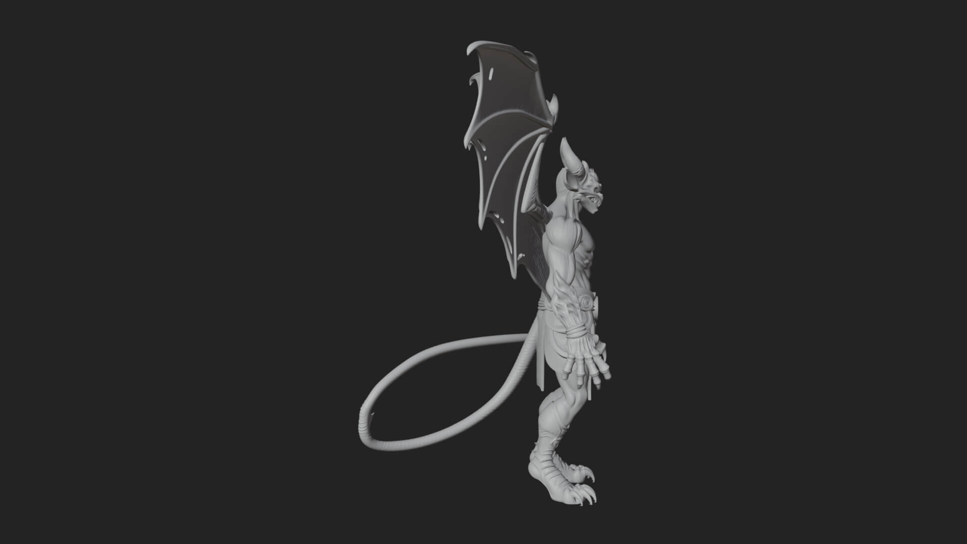 Winged Horned Demon Statue Design 14 3d Print Model 3D Model